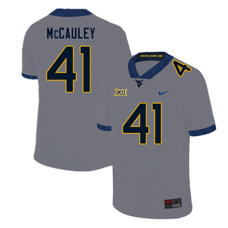 NCAA Men's Jax McCauley West Virginia Mountaineers Gray #41 Nike Stitched Football College Authentic Jersey ZU23D14FW